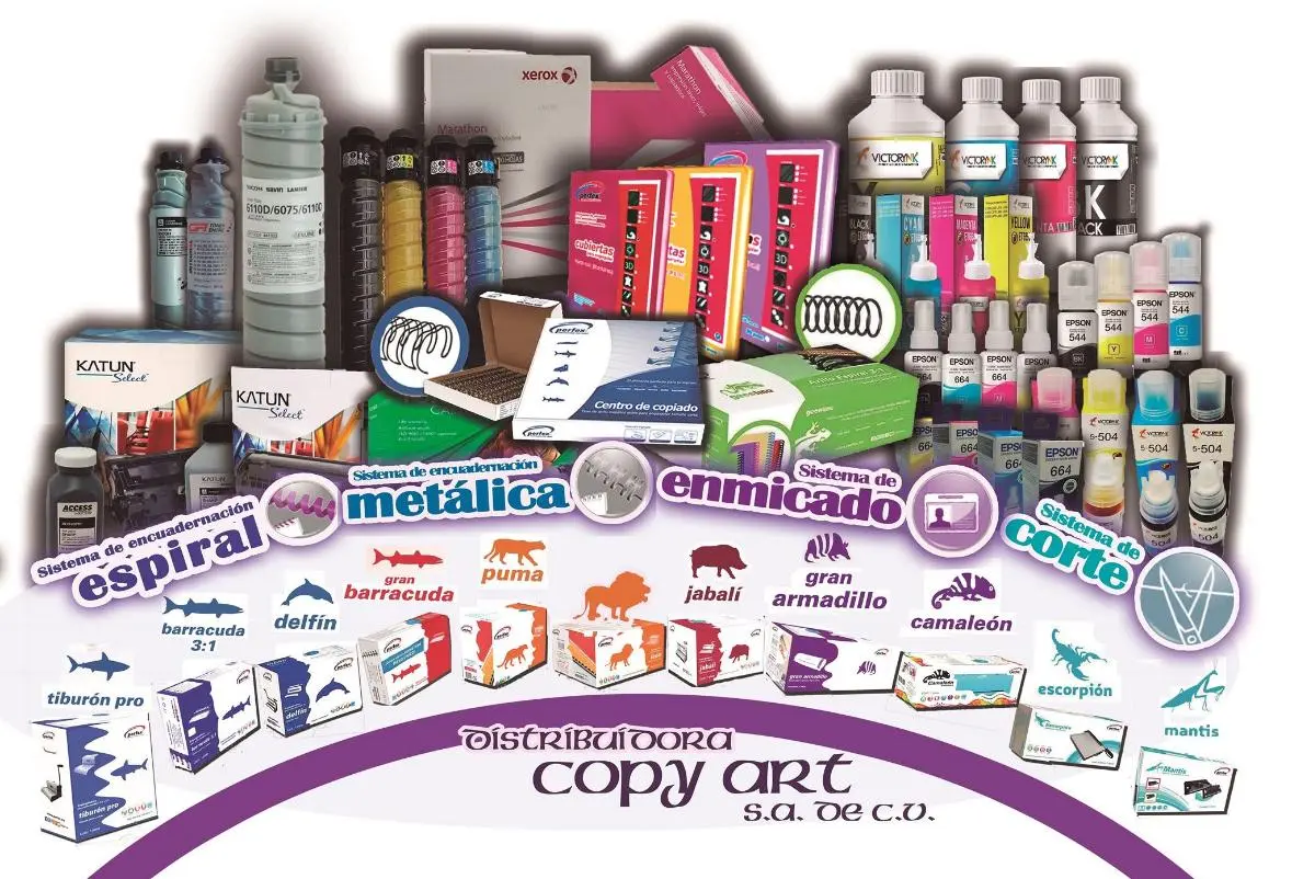 Insumos, equipos y consumibles para copiado y encuadernación